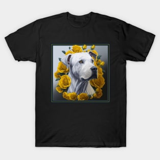 Dogo argentinian yellow roses 2 T-Shirt